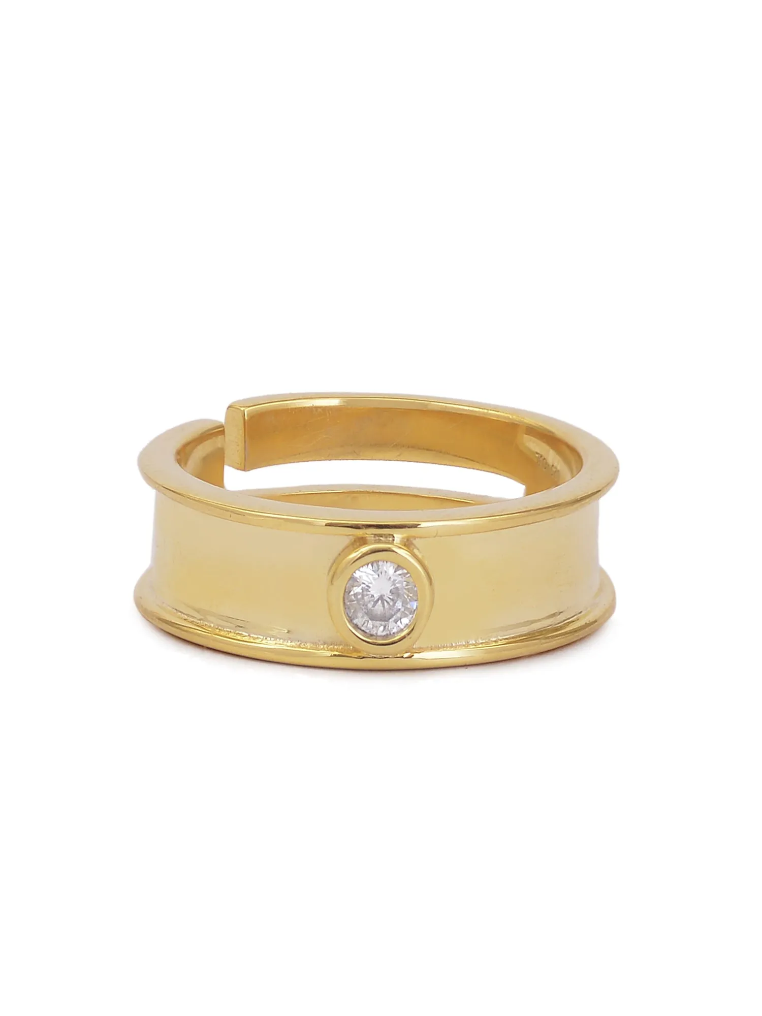 0.2 Carat 18K Gold Plated Made In Pure Silver Adjustable Ring For Him