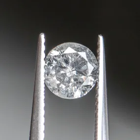 1.00CT ROUND BRILLIANT SALT AND PEPPER DIAMOND, GLITTERY GREY, 6.29X3.78MM