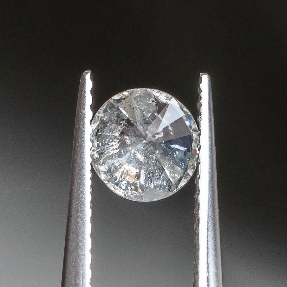 1.00CT ROUND BRILLIANT SALT AND PEPPER DIAMOND, GLITTERY GREY, 6.29X3.78MM