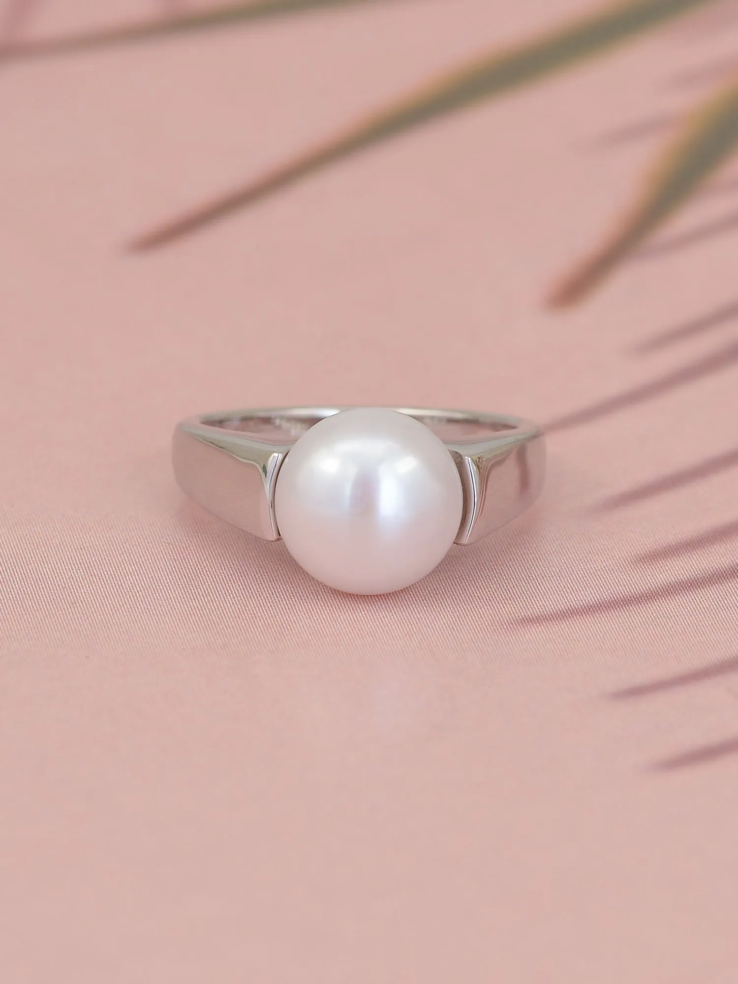 10Mm Single Pearl 925 Silver Ring