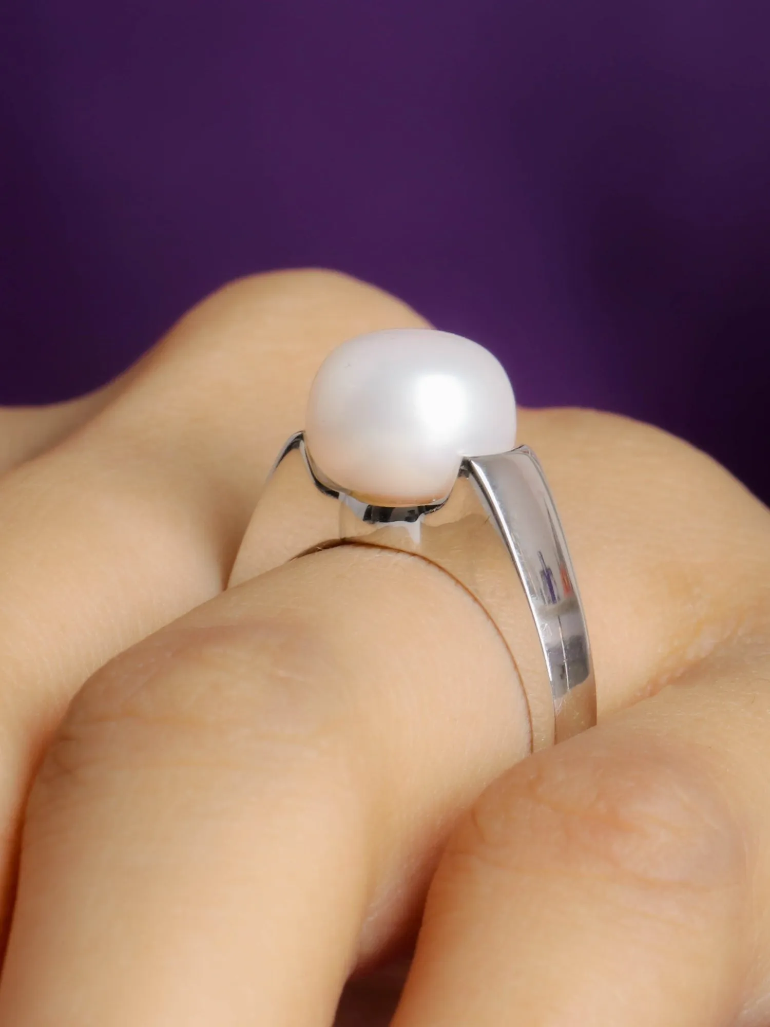 10Mm Single Pearl 925 Silver Ring