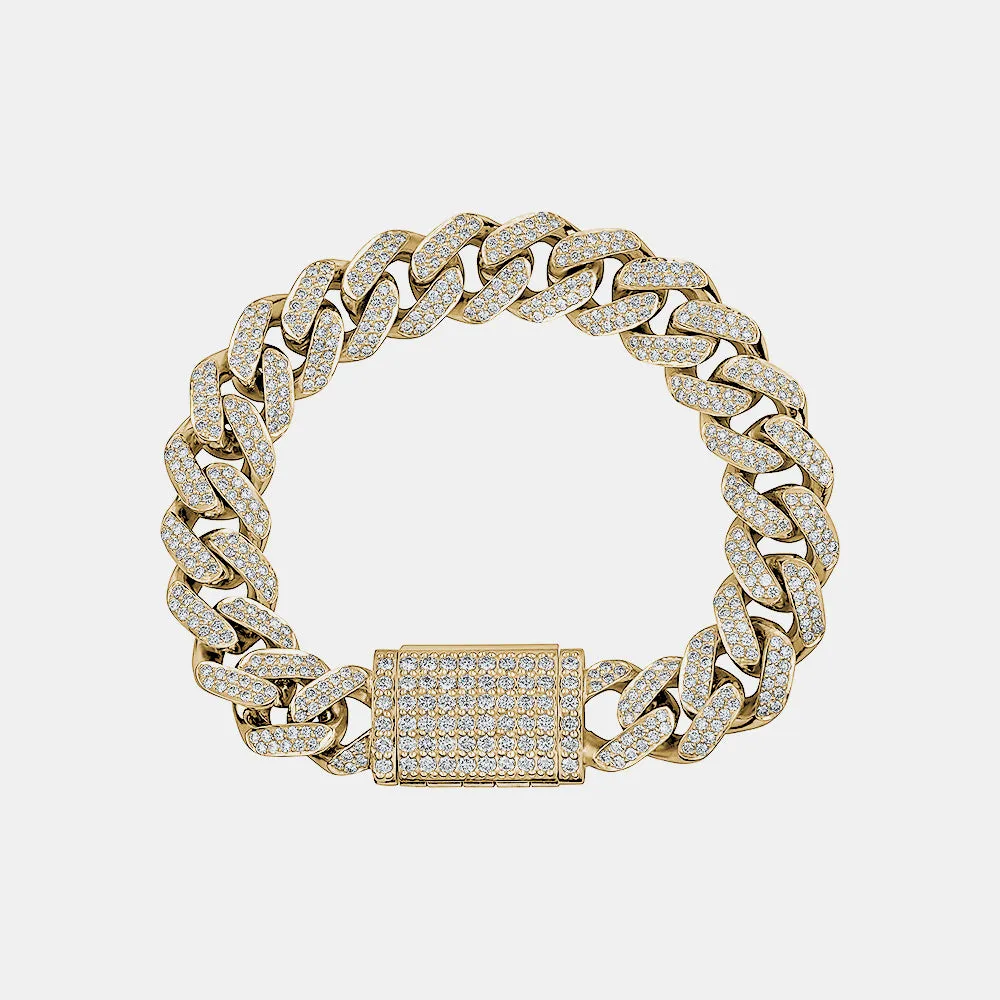 13MM Diamond Miami Cuban Bracelet with Diamond Lock