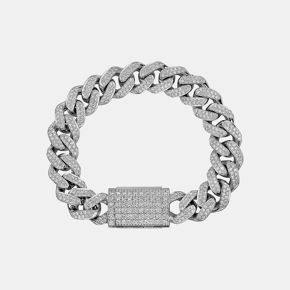 13MM Diamond Miami Cuban Bracelet with Diamond Lock