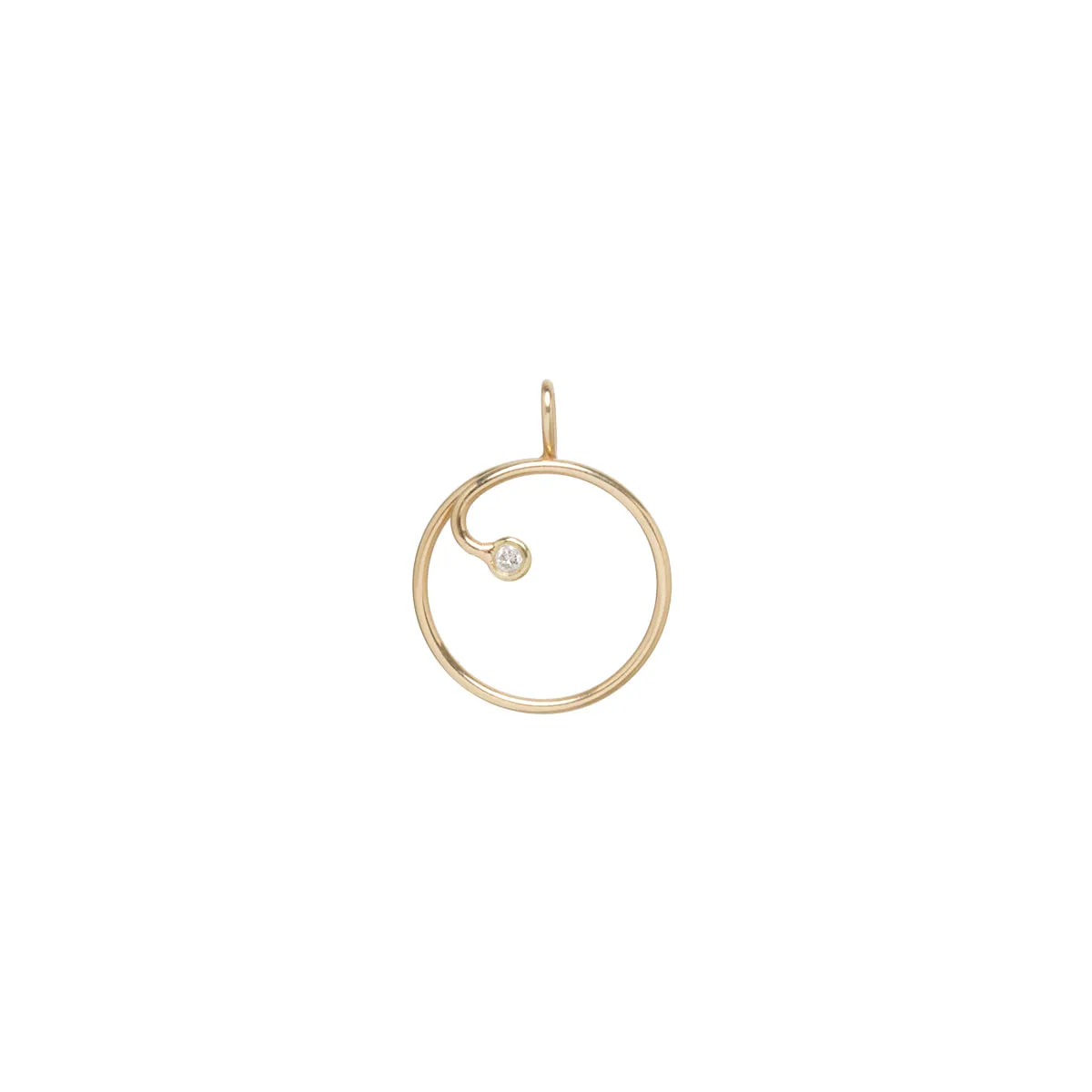 14k Gold Circle Charm Holder with Diamond