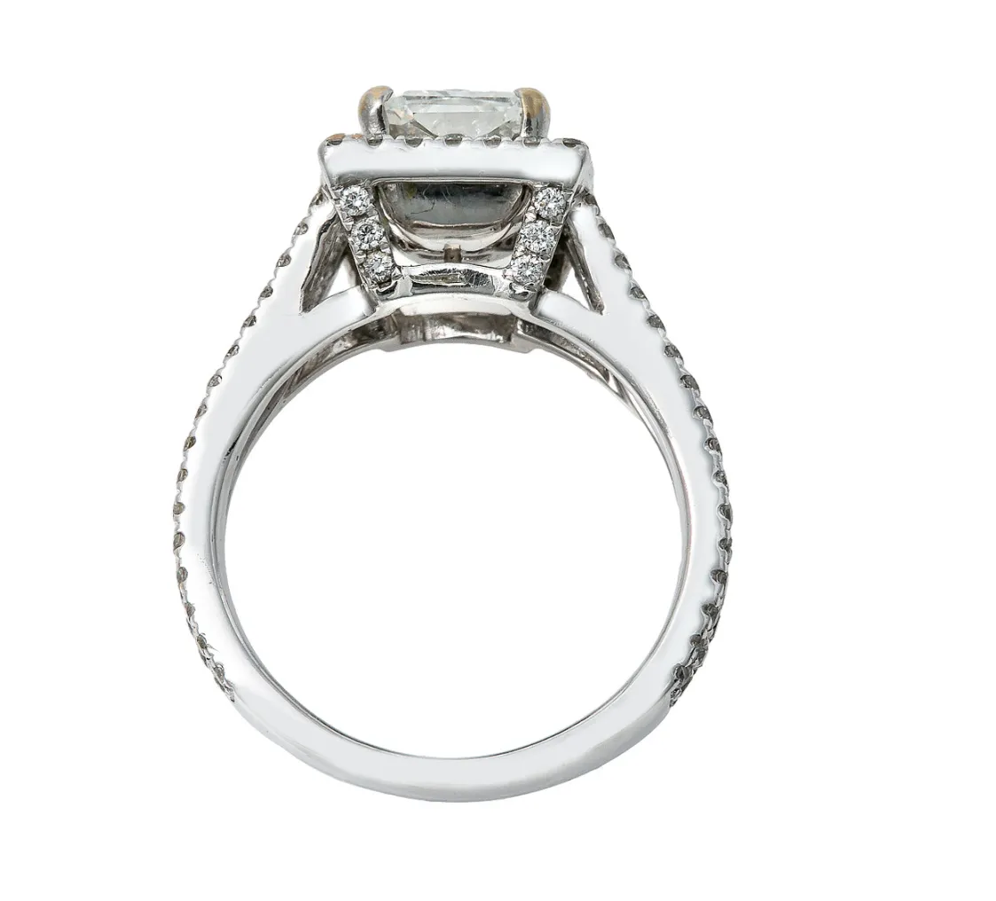 14K White Gold Asscher Cut Diamond Engagement Ring