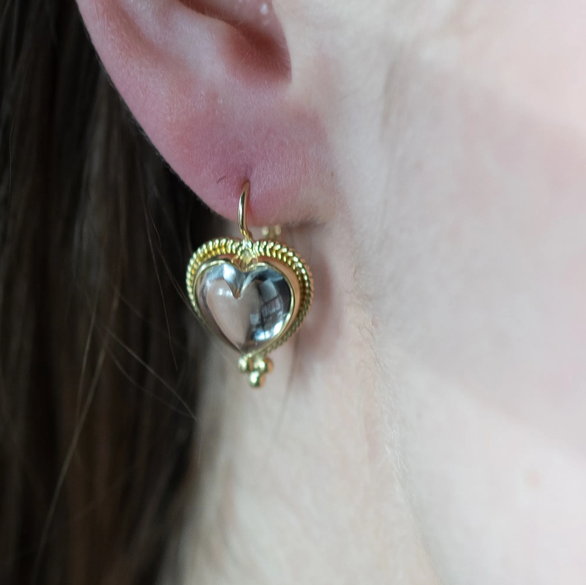 18K Braided Heart Earrings