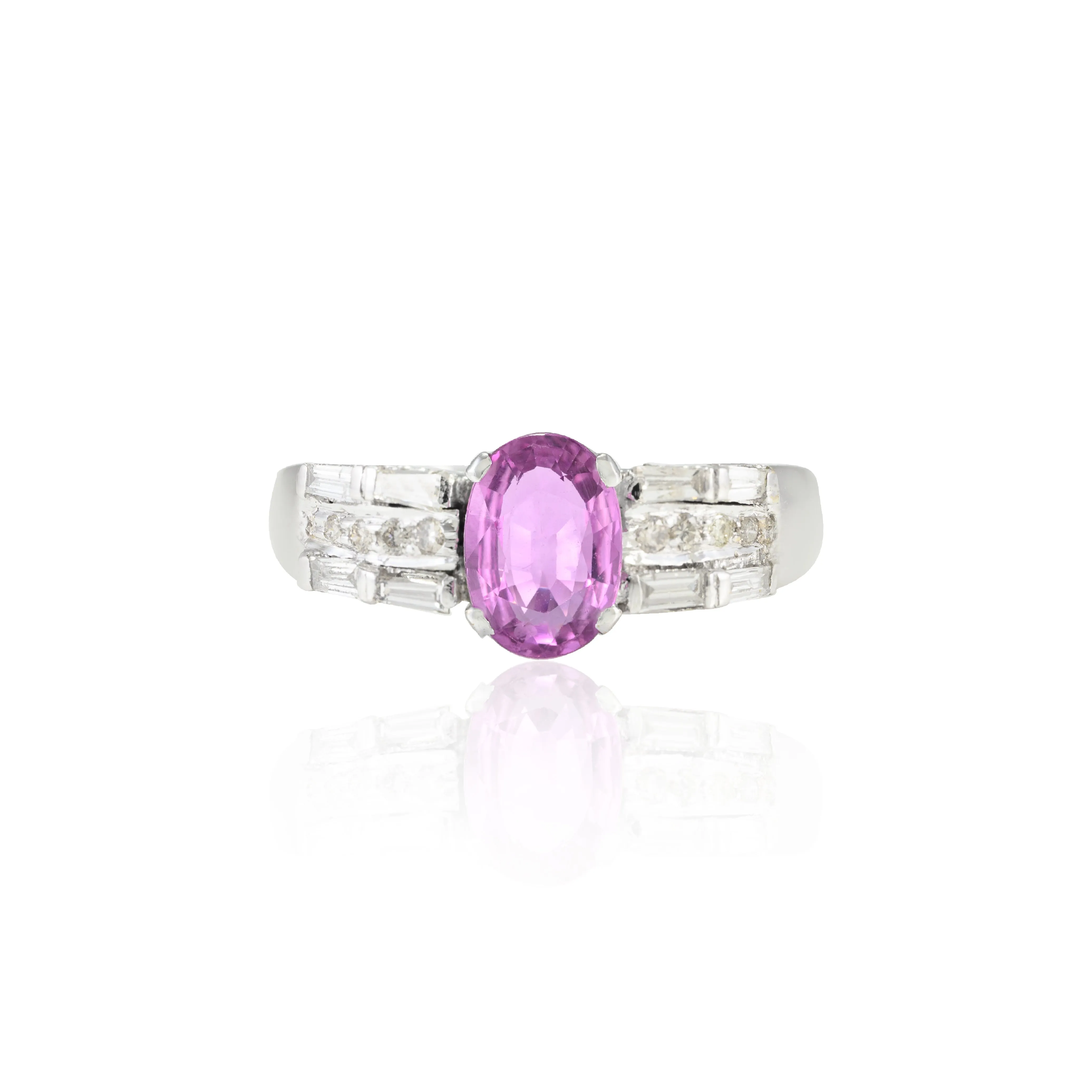 18K Gold Pink Sapphire & Diamond Ring