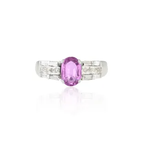 18K Gold Pink Sapphire & Diamond Ring