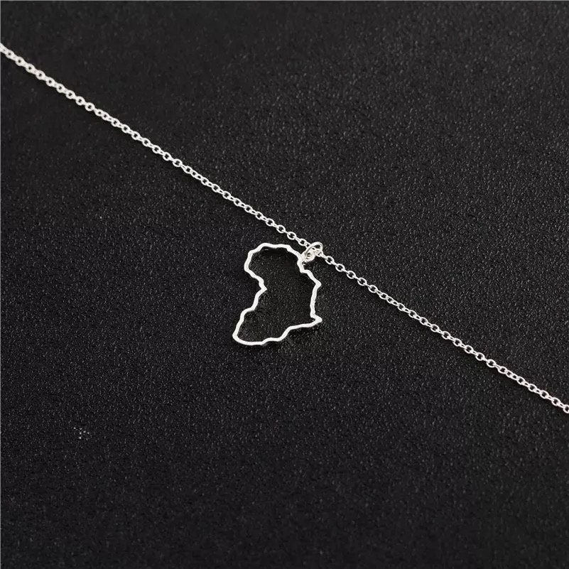 18k Gold/Silver Africa Necklace,Map Pendant, African Map Necklace, Adoption Continent Necklace, Mothers Day Gift For Her, Heritage Jewellery