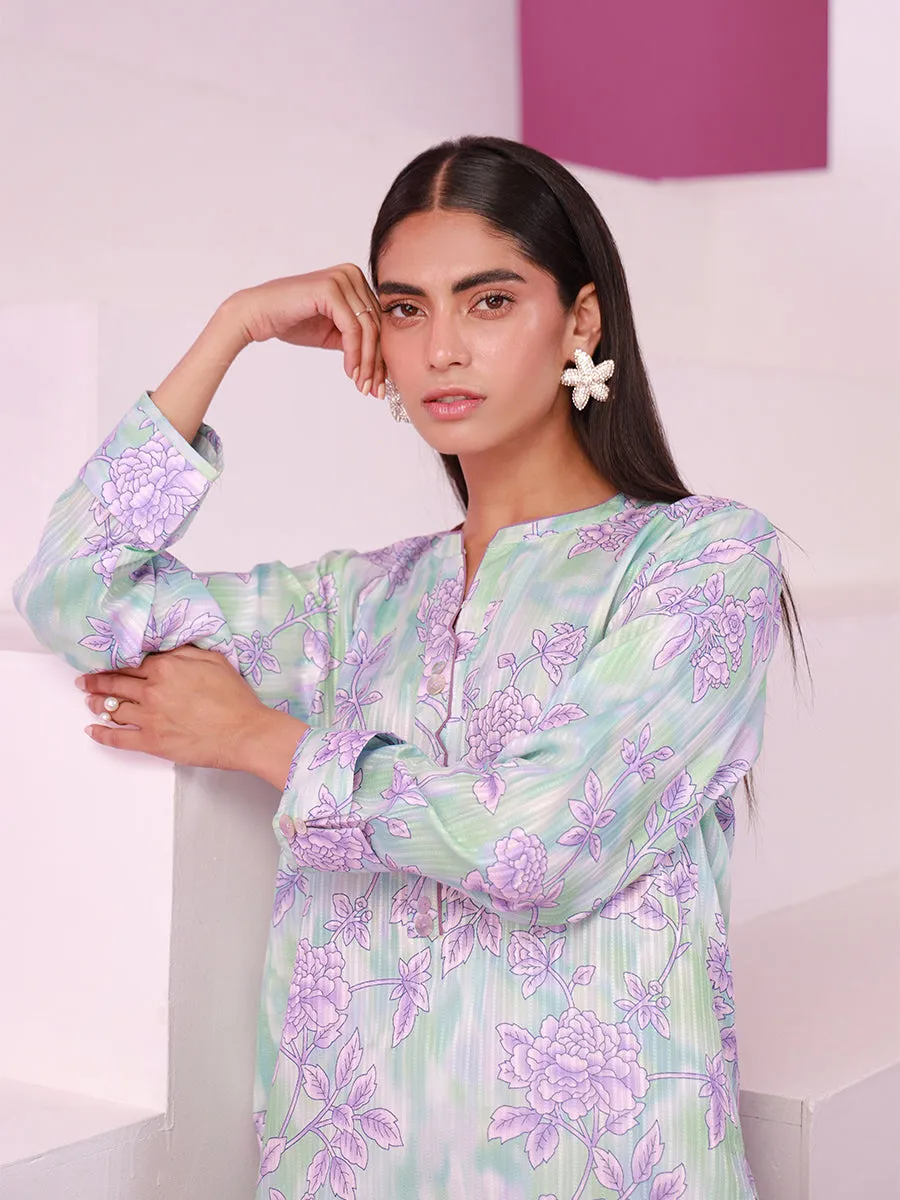 1pc - Stitched Basic Printed Lawn Silk Shirt