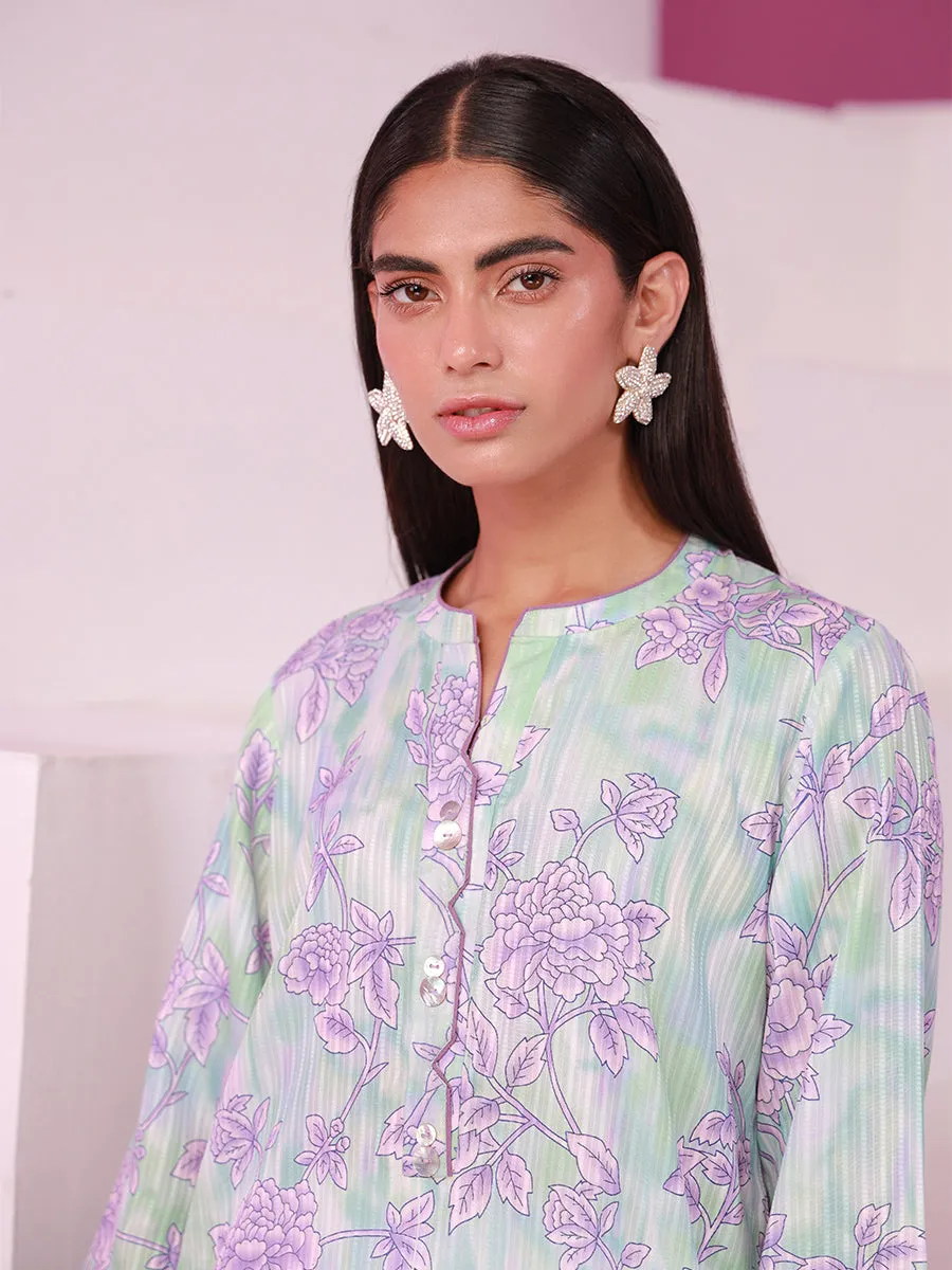 1pc - Stitched Basic Printed Lawn Silk Shirt