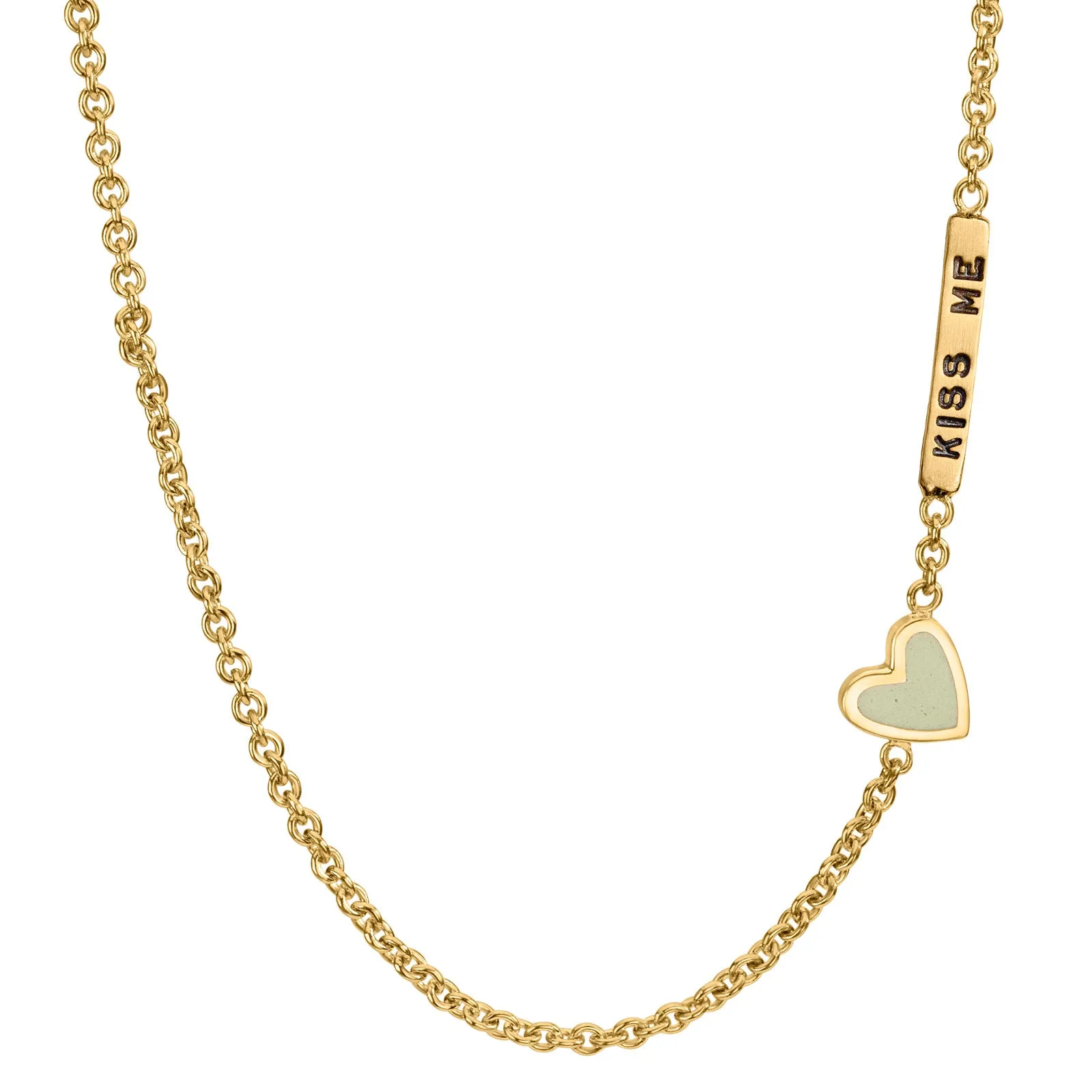 2mm Gold Kiss Me Enamel Heart Chain