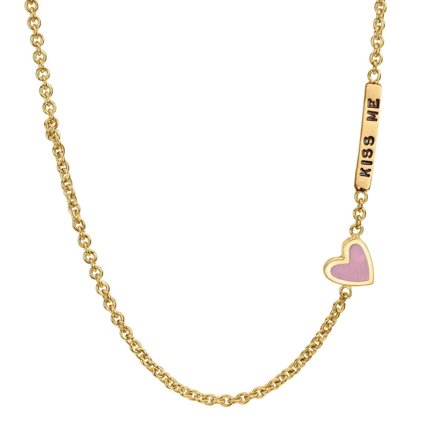 2mm Gold Kiss Me Enamel Heart Chain