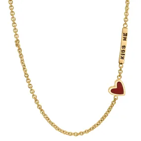 2mm Gold Kiss Me Enamel Heart Chain