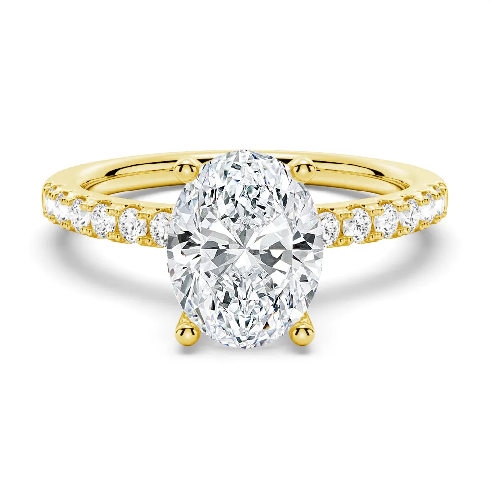 3 CT. Petite Micropavé Oval Shaped Moissanite Engagement Ring