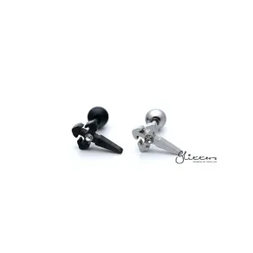 316L Surgical Steel Cross with Crystal Barbell for Tragus, Cartilage, Conch, Helix Piercing and More