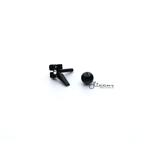 316L Surgical Steel Cross with Crystal Barbell for Tragus, Cartilage, Conch, Helix Piercing and More