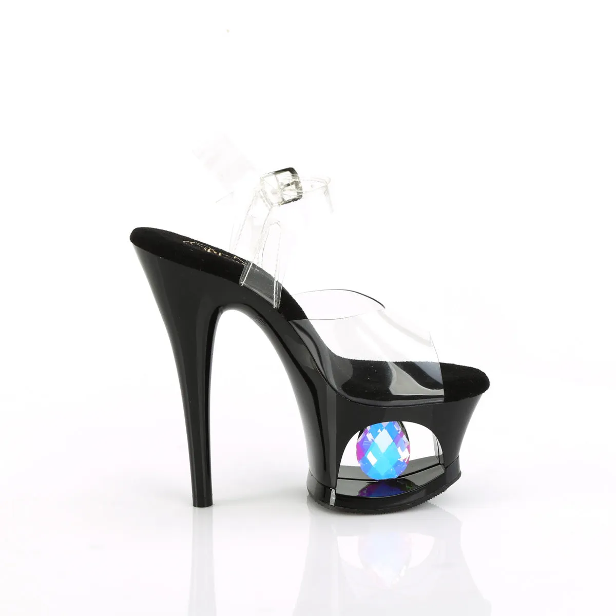 7 Inch Heel MOON-708DIA Clear Black