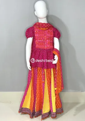 Aarong Printed Embroidered Linen Ghagra Choli