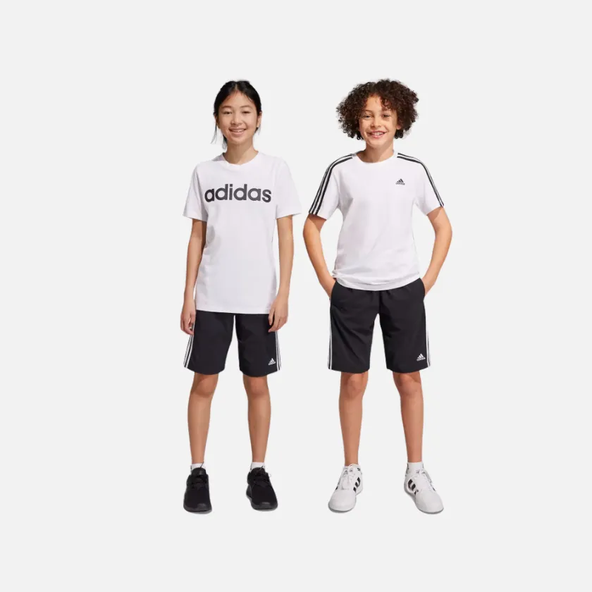 Adidas Essentials 3 Stripes Kids Unisex Shorts (7-16 years) -Black/White