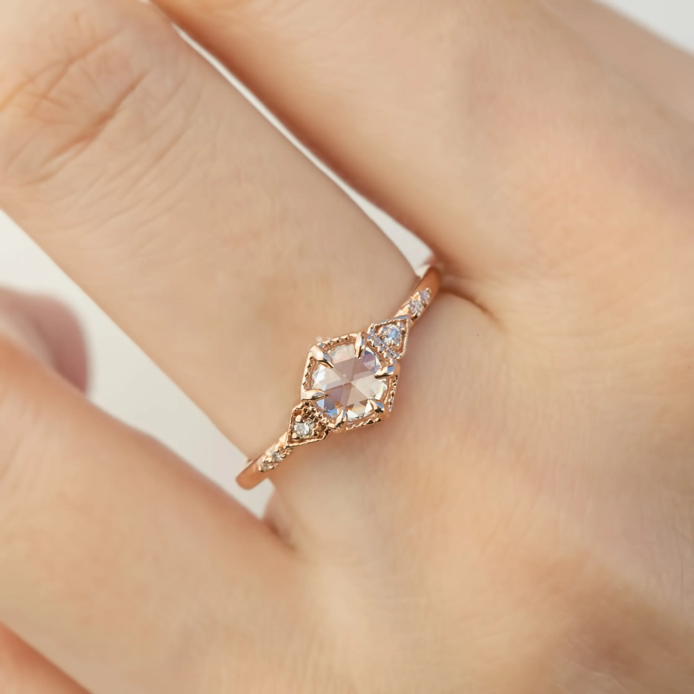 Agatha 0.45ct Rose Cut Diamond Ring, 14k Rose Gold (One of a kind)