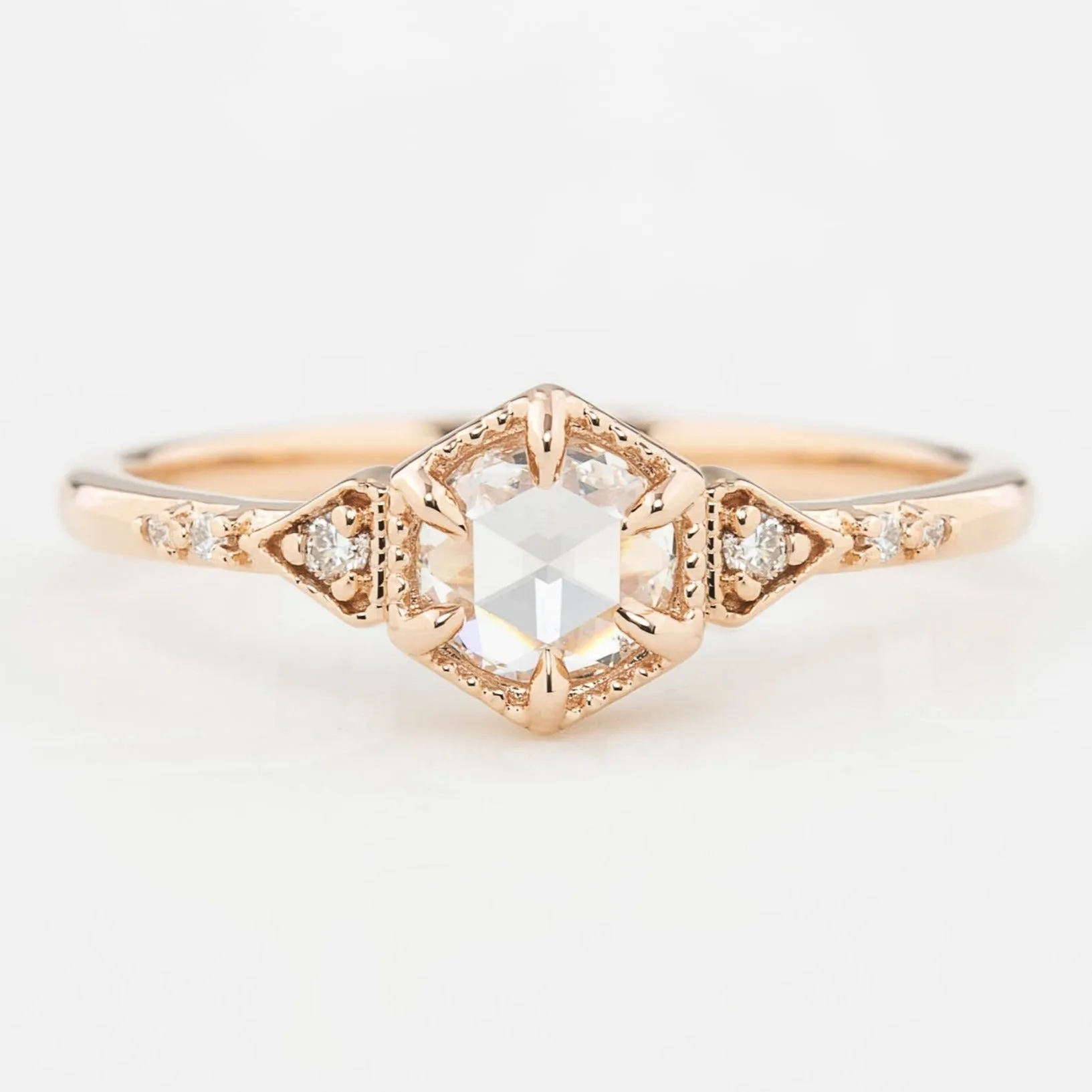 Agatha 0.45ct Rose Cut Diamond Ring, 14k Rose Gold (One of a kind)