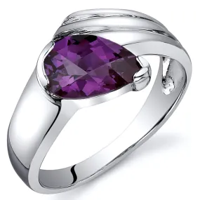 Alexandrite Pear Shape Sterling Silver Ring Size 5