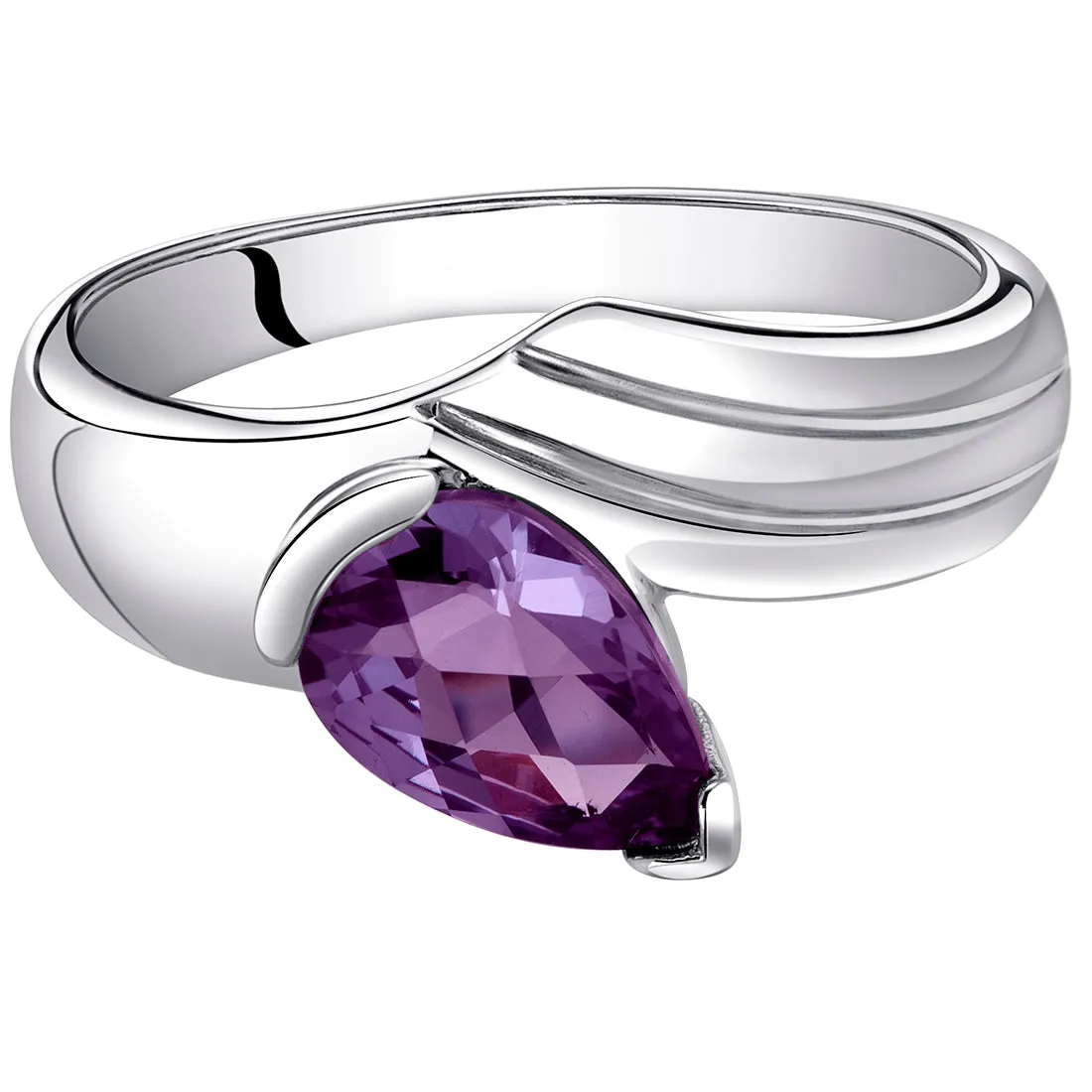 Alexandrite Pear Shape Sterling Silver Ring Size 5