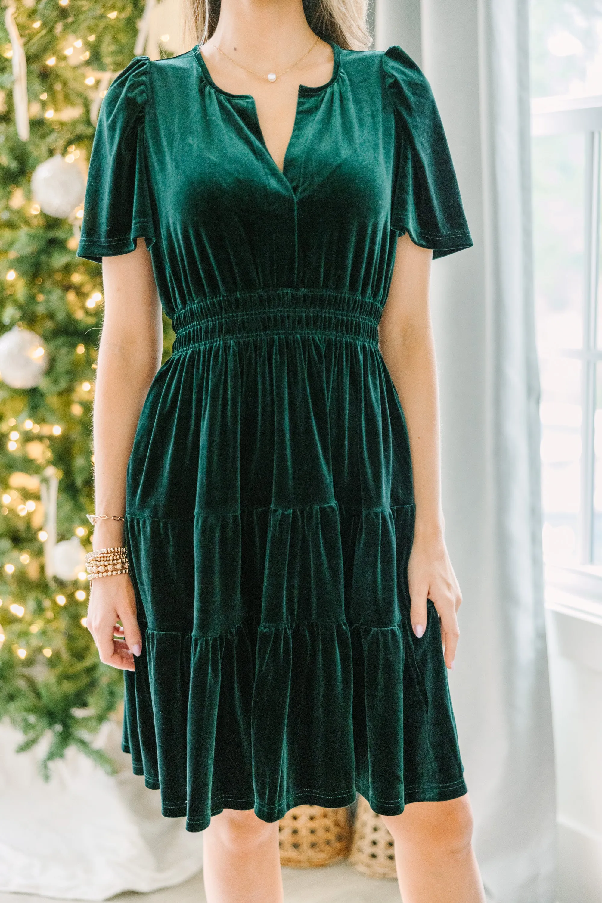 Always Turn To You Emerald Green Velvet Dress