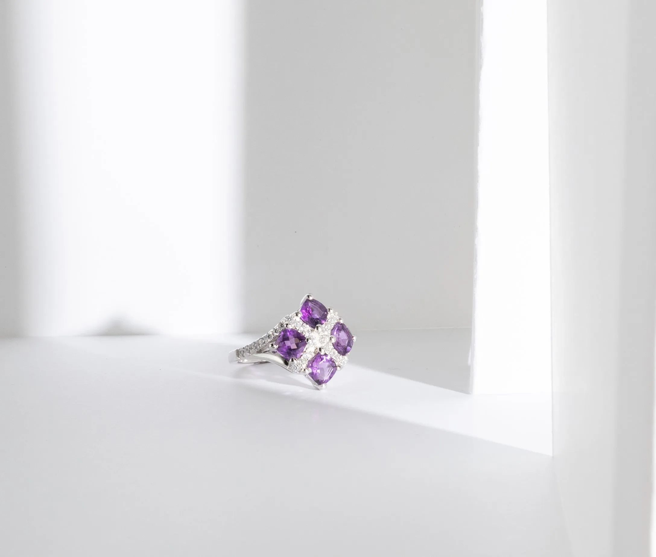 Amethyst Cushion Cut Sterling Silver Ring Size 8