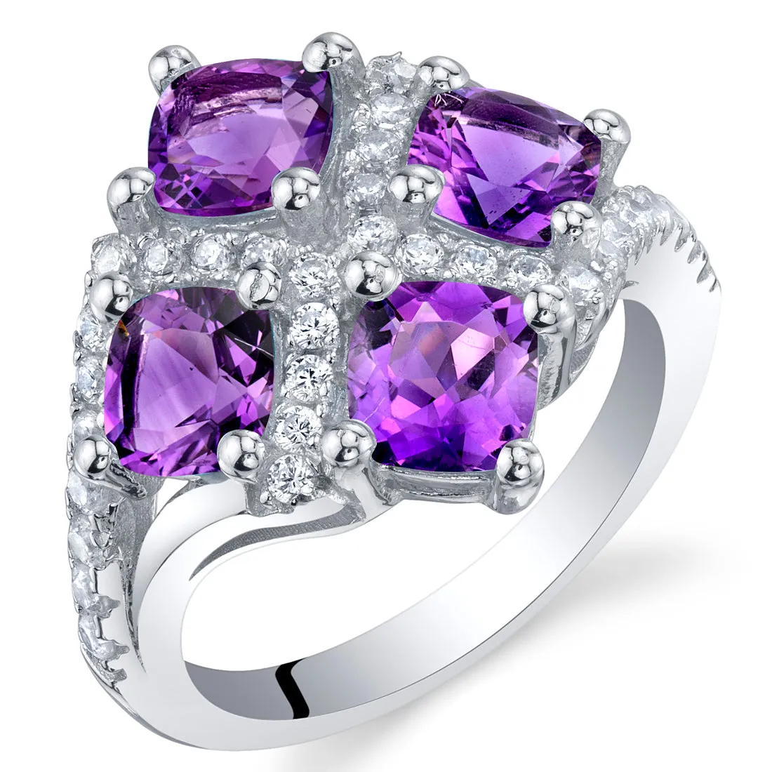 Amethyst Cushion Cut Sterling Silver Ring Size 8