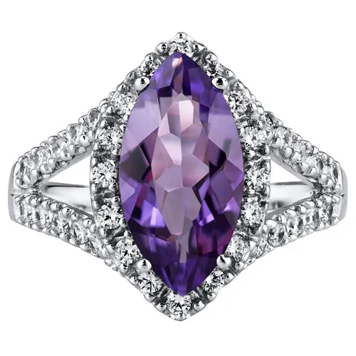 Amethyst Marquise Cut Sterling Silver Ring Size 5