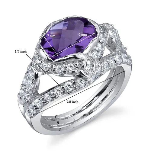 Amethyst Oval Cut Sterling Silver Ring Size 8