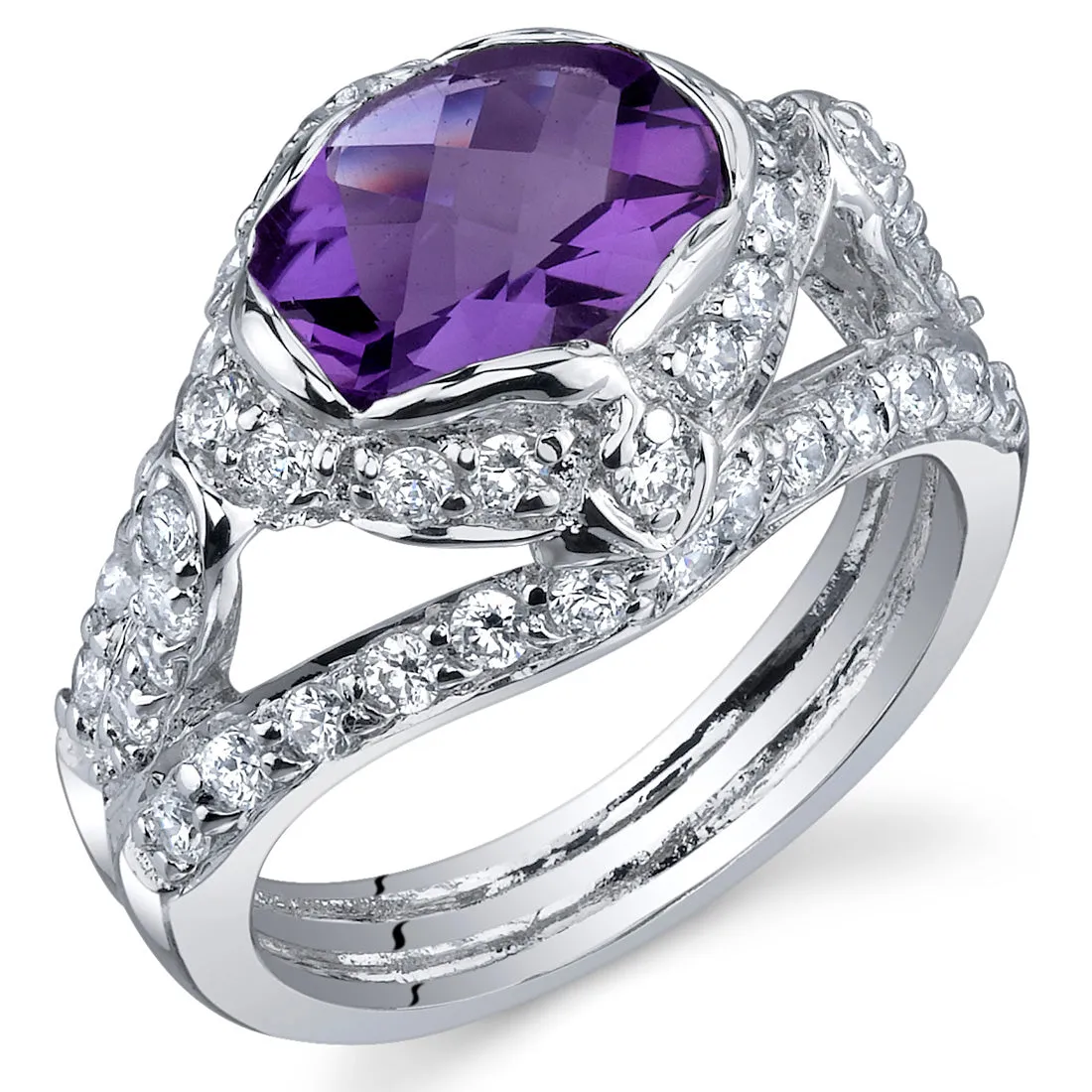 Amethyst Oval Cut Sterling Silver Ring Size 8