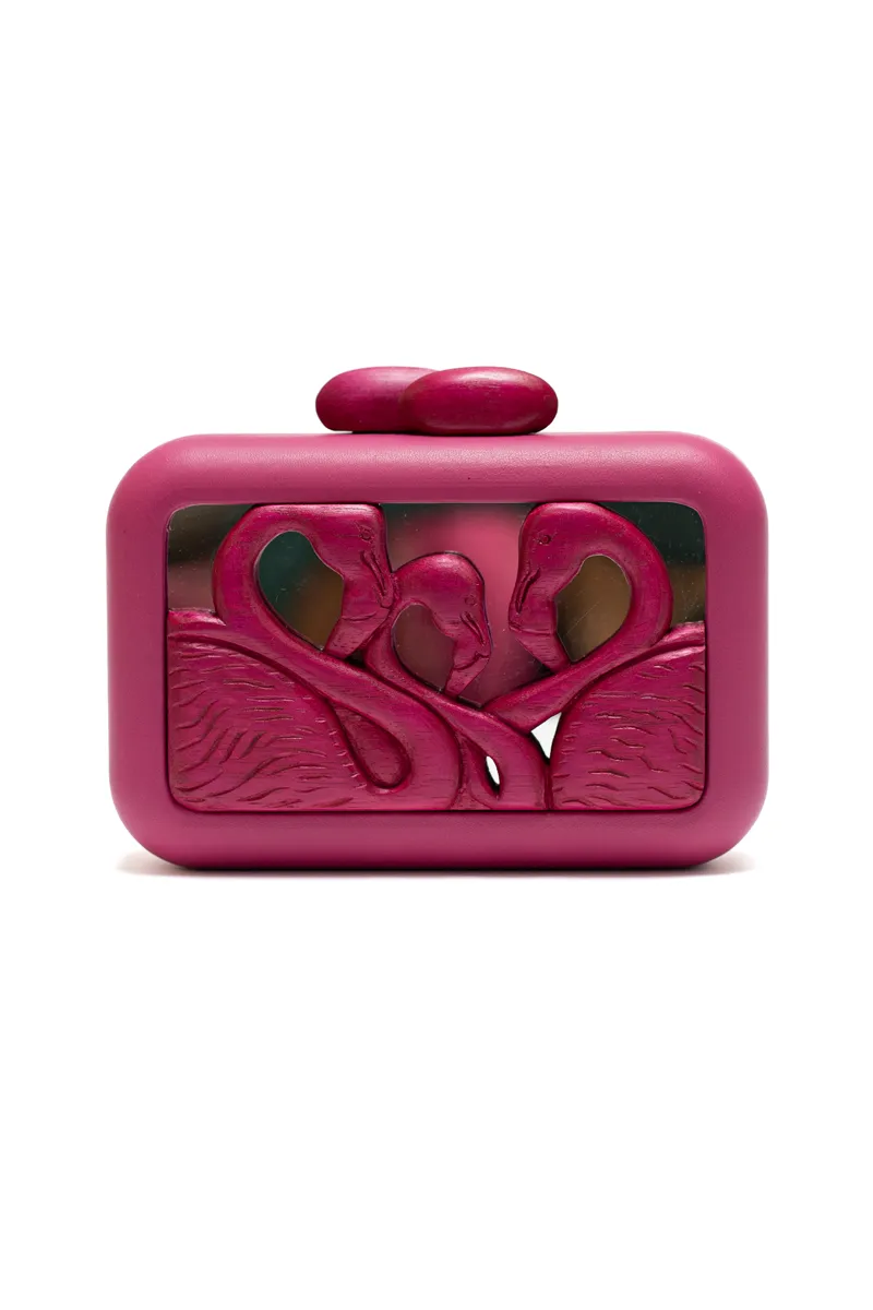 ANIMALIS FLAMINGO MIRROR PINK CLUTCH