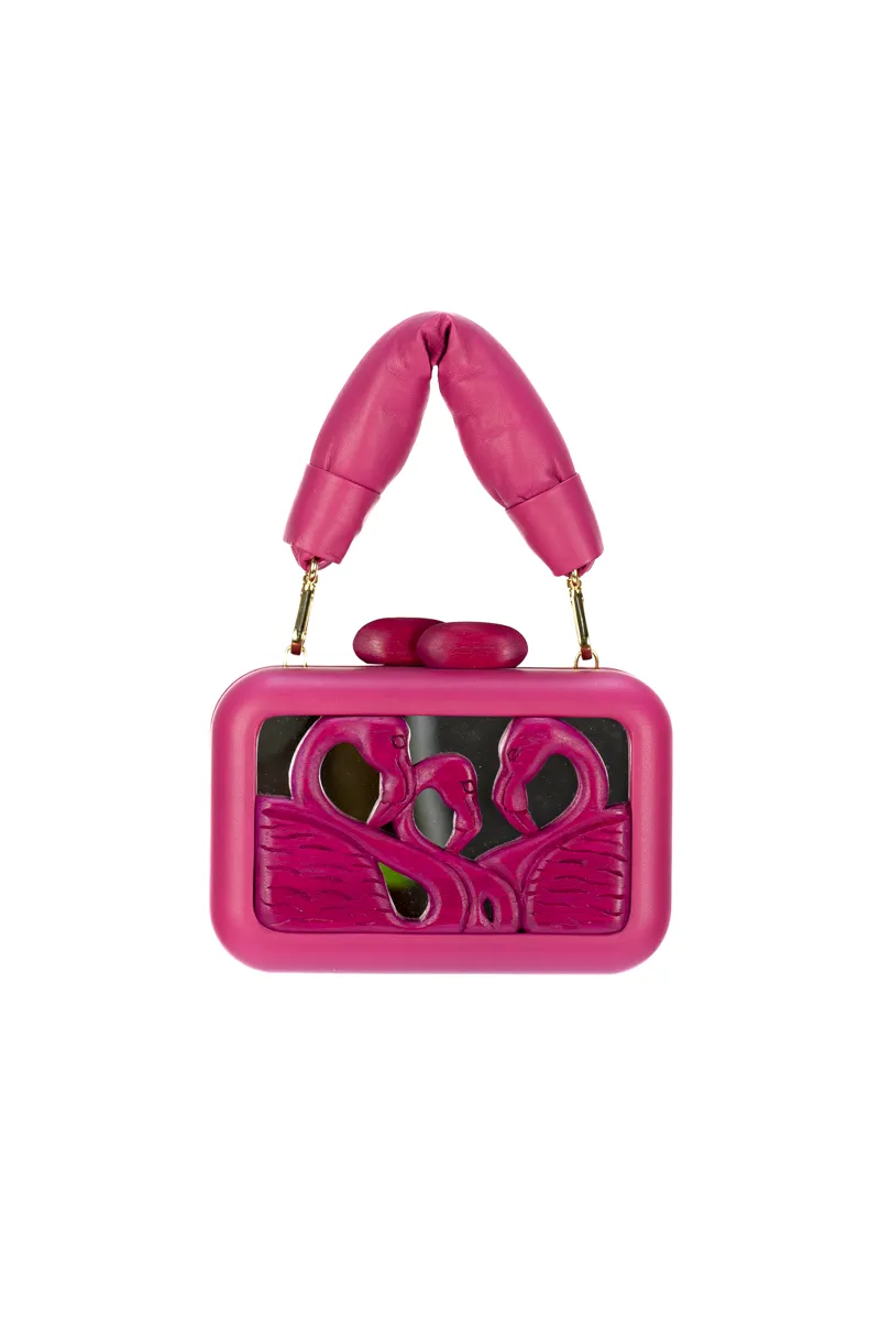 ANIMALIS FLAMINGO MIRROR PINK CLUTCH