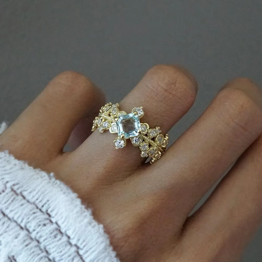 Aquamarine Reverie Diamond Ring in 14K and 18K Gold