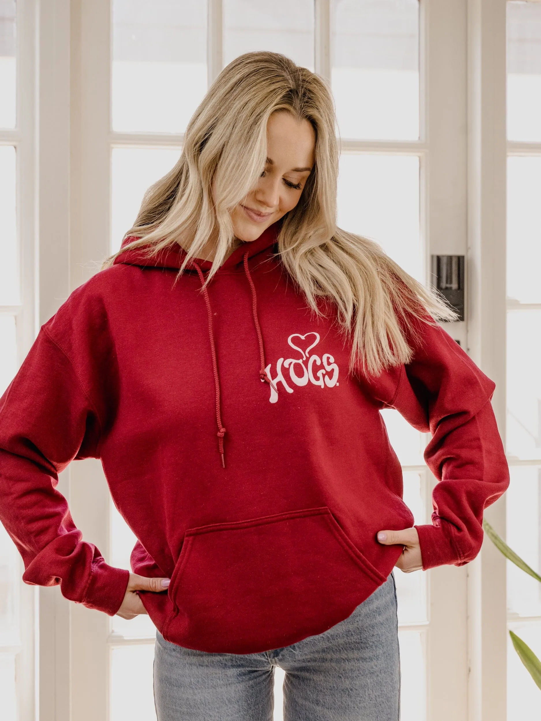 Arkansas Razorbacks Lyric Puff Ink Crimson Hoodie