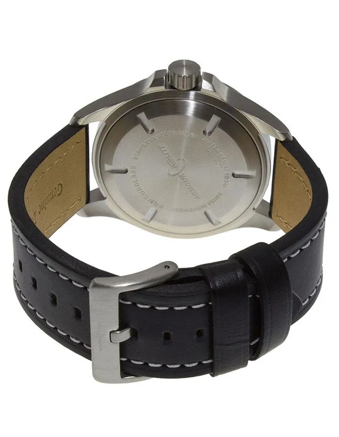 ArmourLite Mens Officer Series Watch - Black Leather Strap - Day/Date - 100m