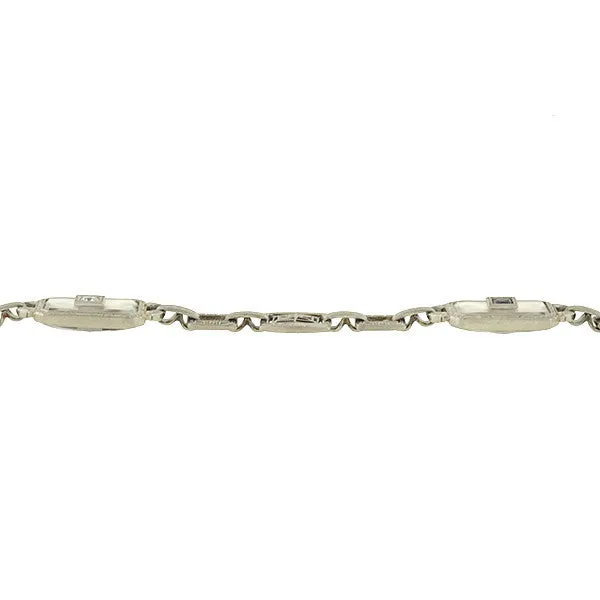 Art Deco 14kt Rock Crystal Sapphire & Diamond Bracelet