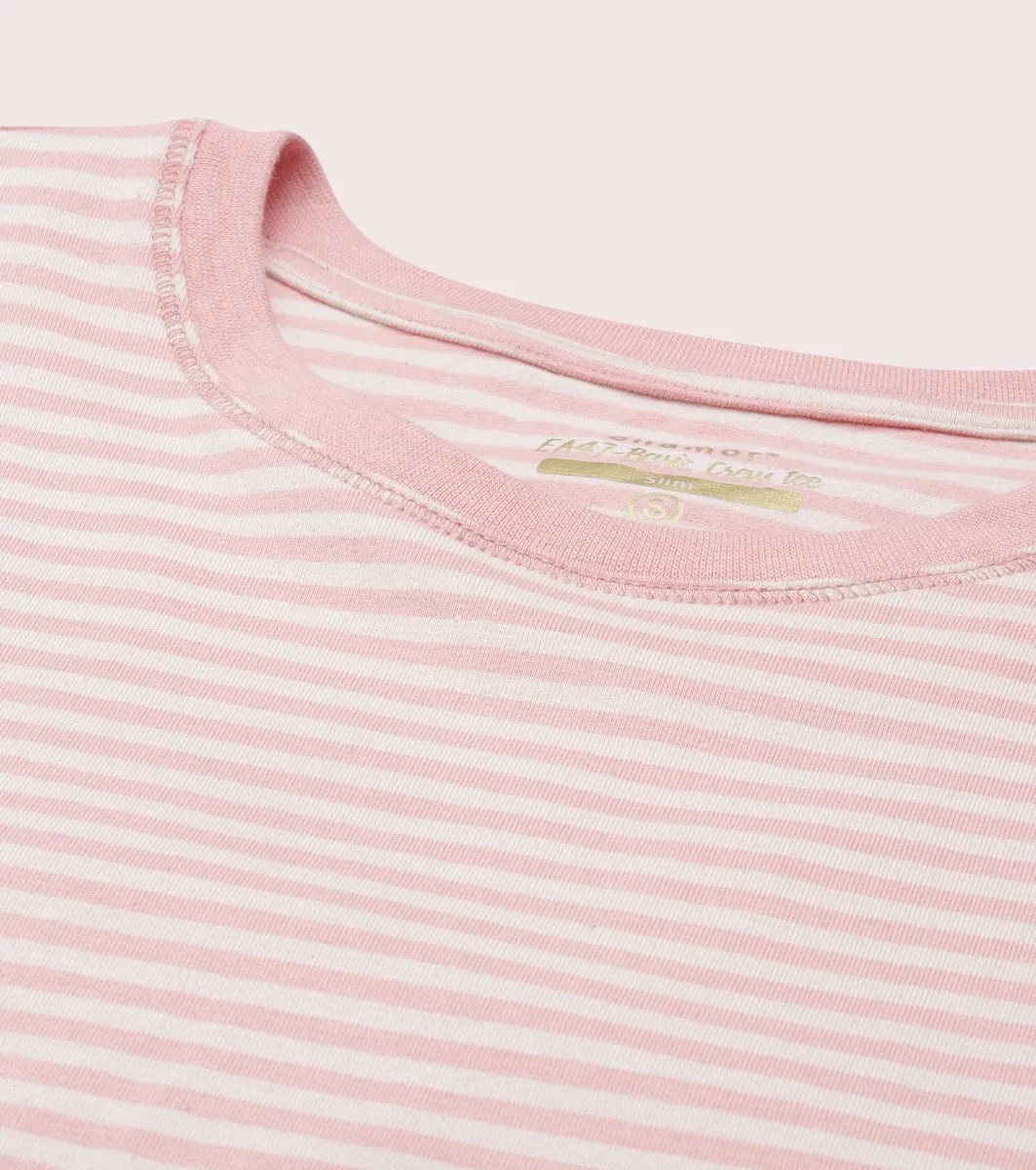 Basic Crew Tee – Striped | Short Sleeve Crew Neck Stretch Cotton Tee