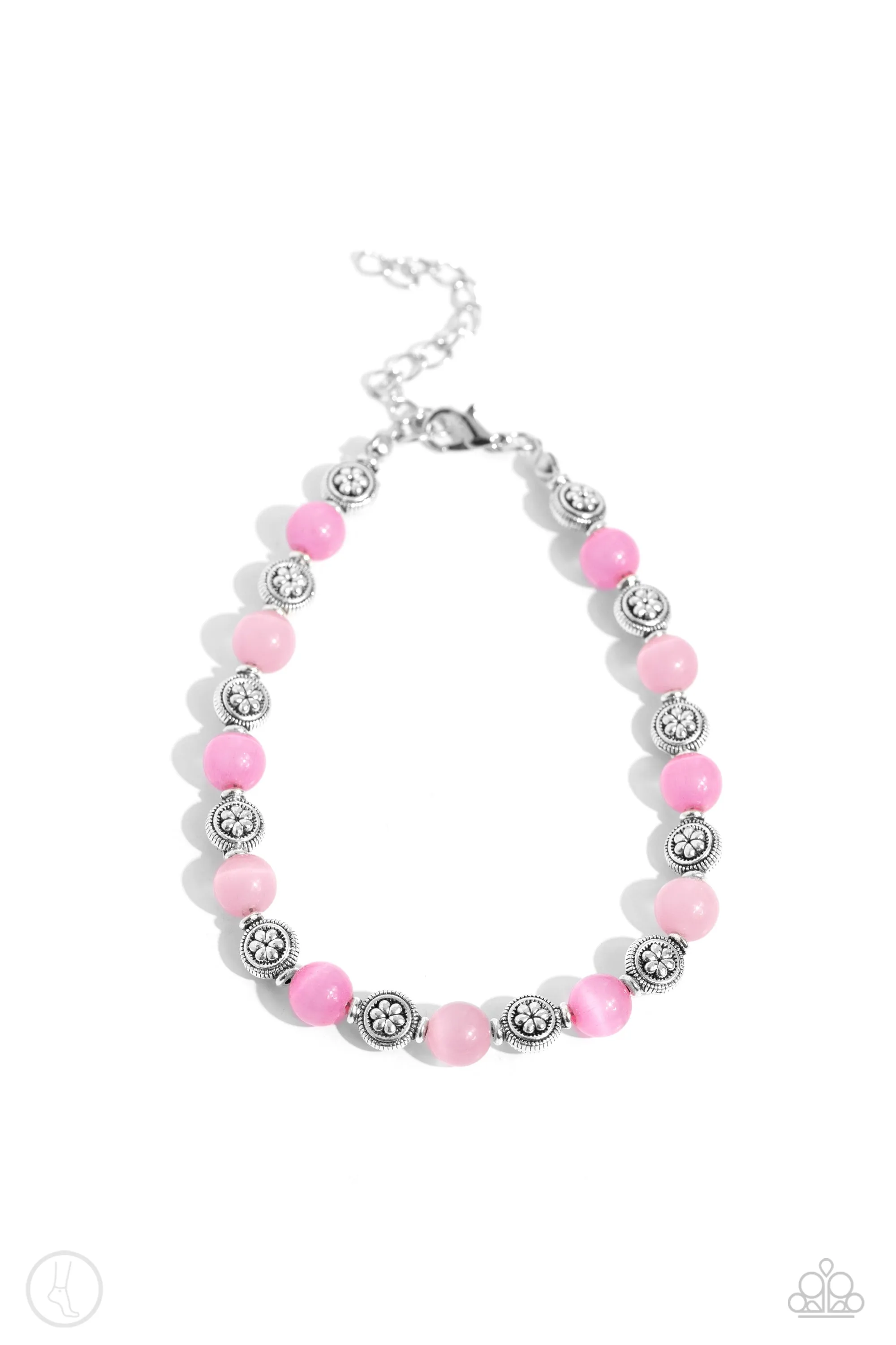 Beachy Bouquet Pink Cat's Eye Stone Anklet - Paparazzi Accessories