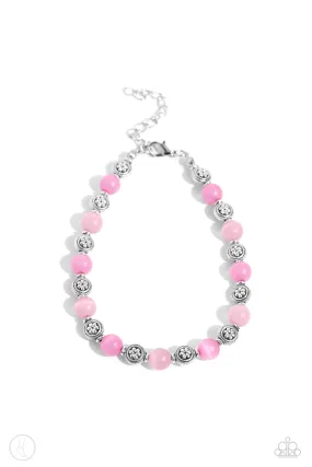 Beachy Bouquet Pink Cat's Eye Stone Anklet - Paparazzi Accessories