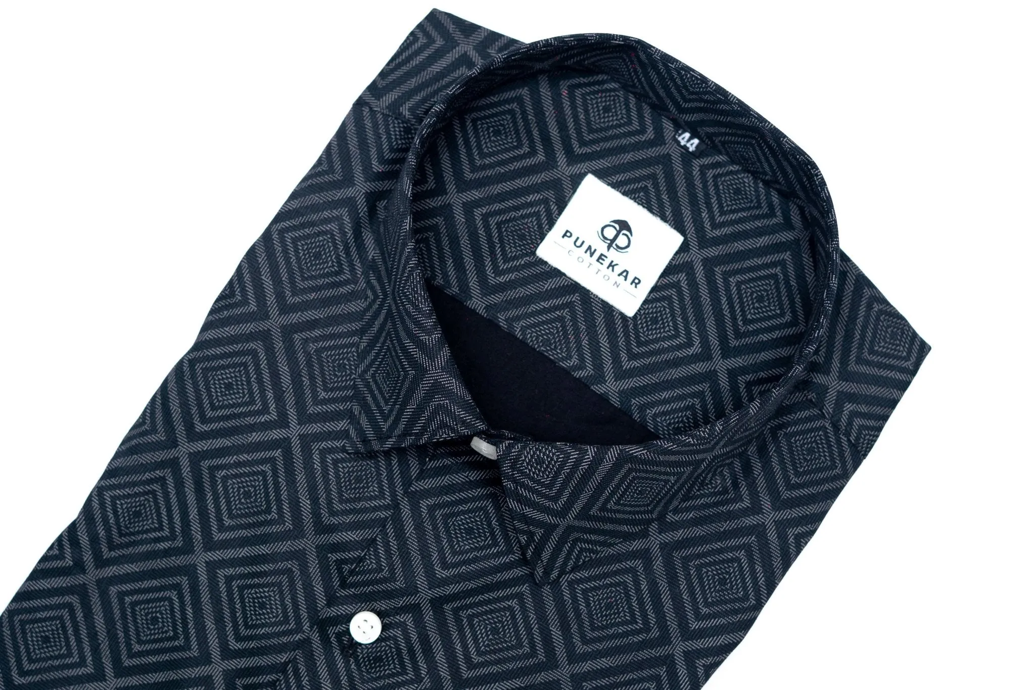 Black Color Morrocan Printed Shirt For Men