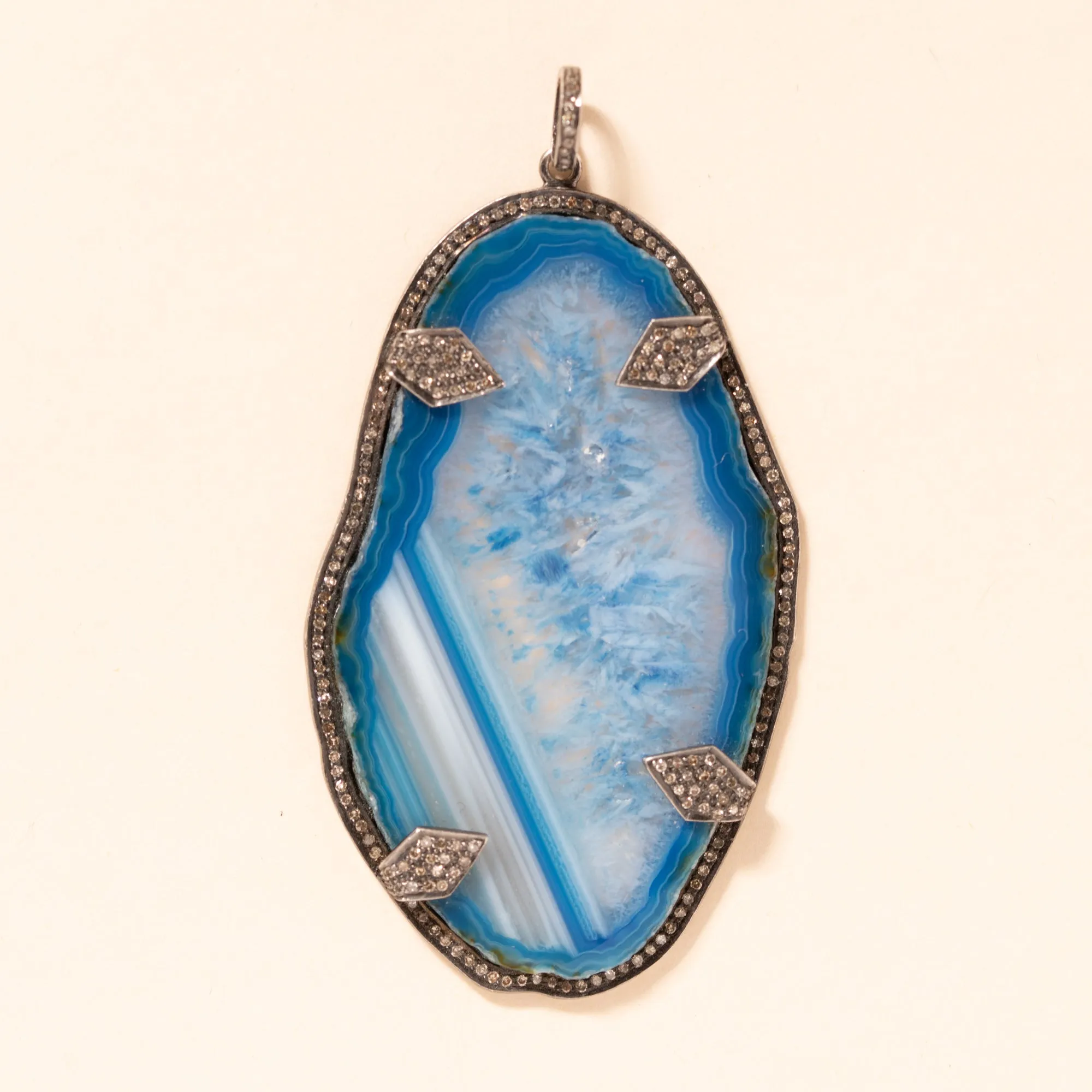 Blue Agate Slice Pendant - Bloom Bijoux