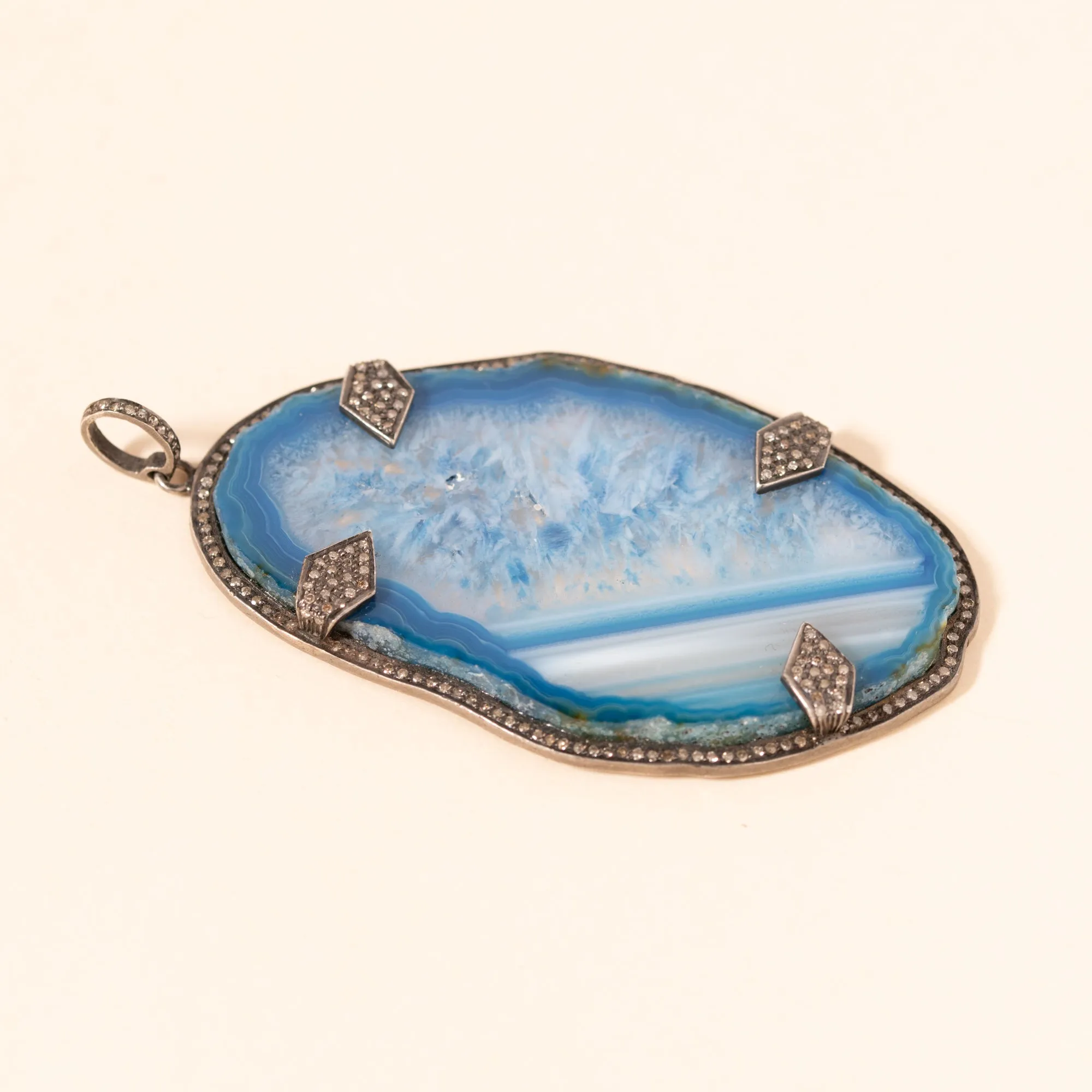 Blue Agate Slice Pendant - Bloom Bijoux