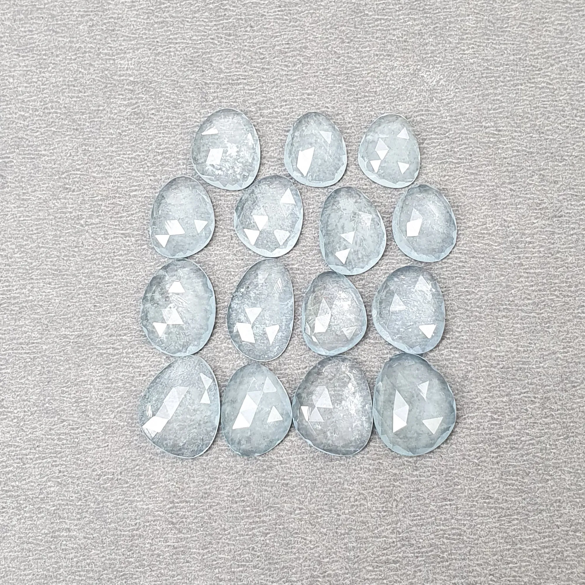 BLUE AQUAMARINE Gemstone Rose Cut : 38.75cts Natural Untreated Unheated Milky Aqua Uneven Shape 11*8mm - 14*11mm 15pcs