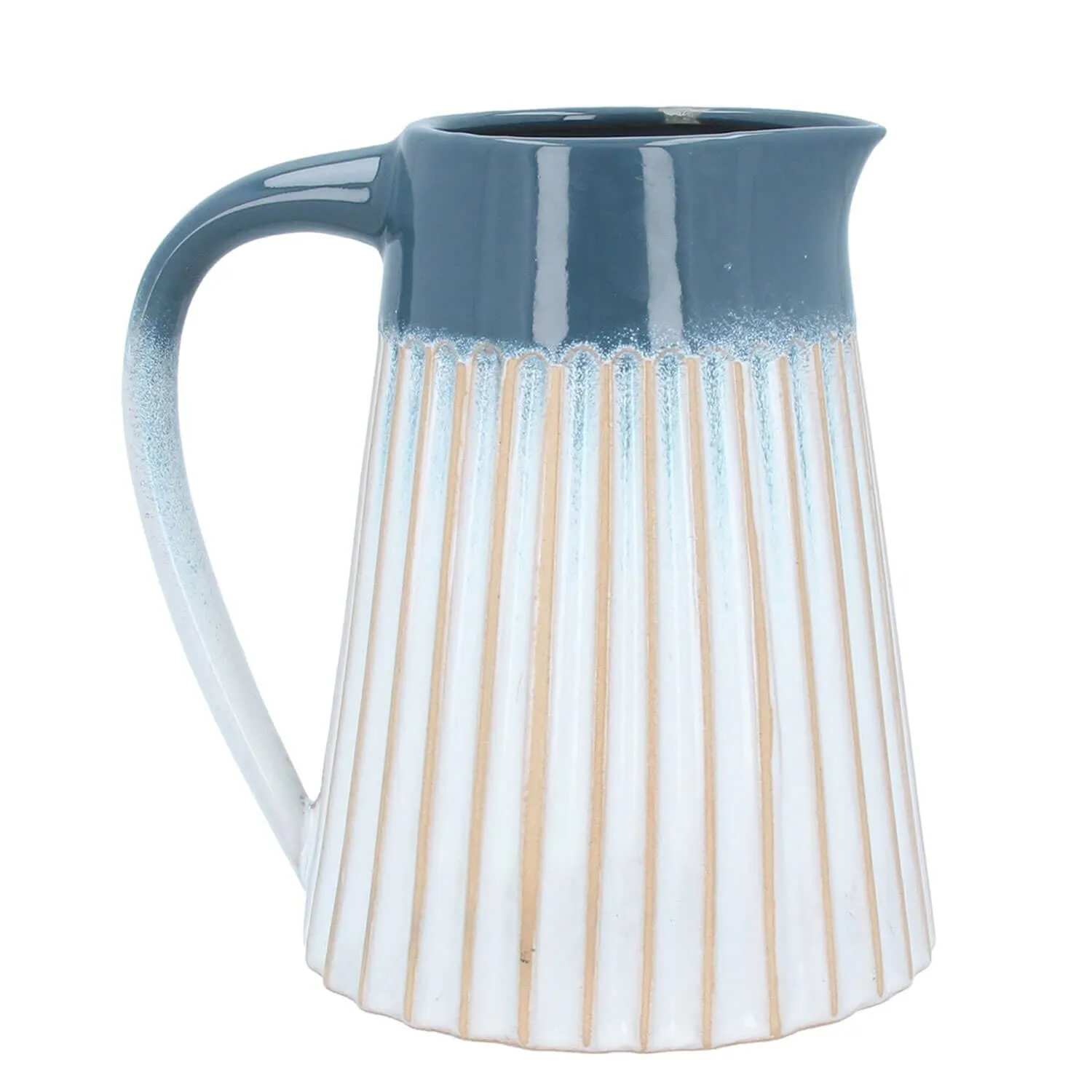 Blue Ombre Ceramic Ribbed Jug - Small