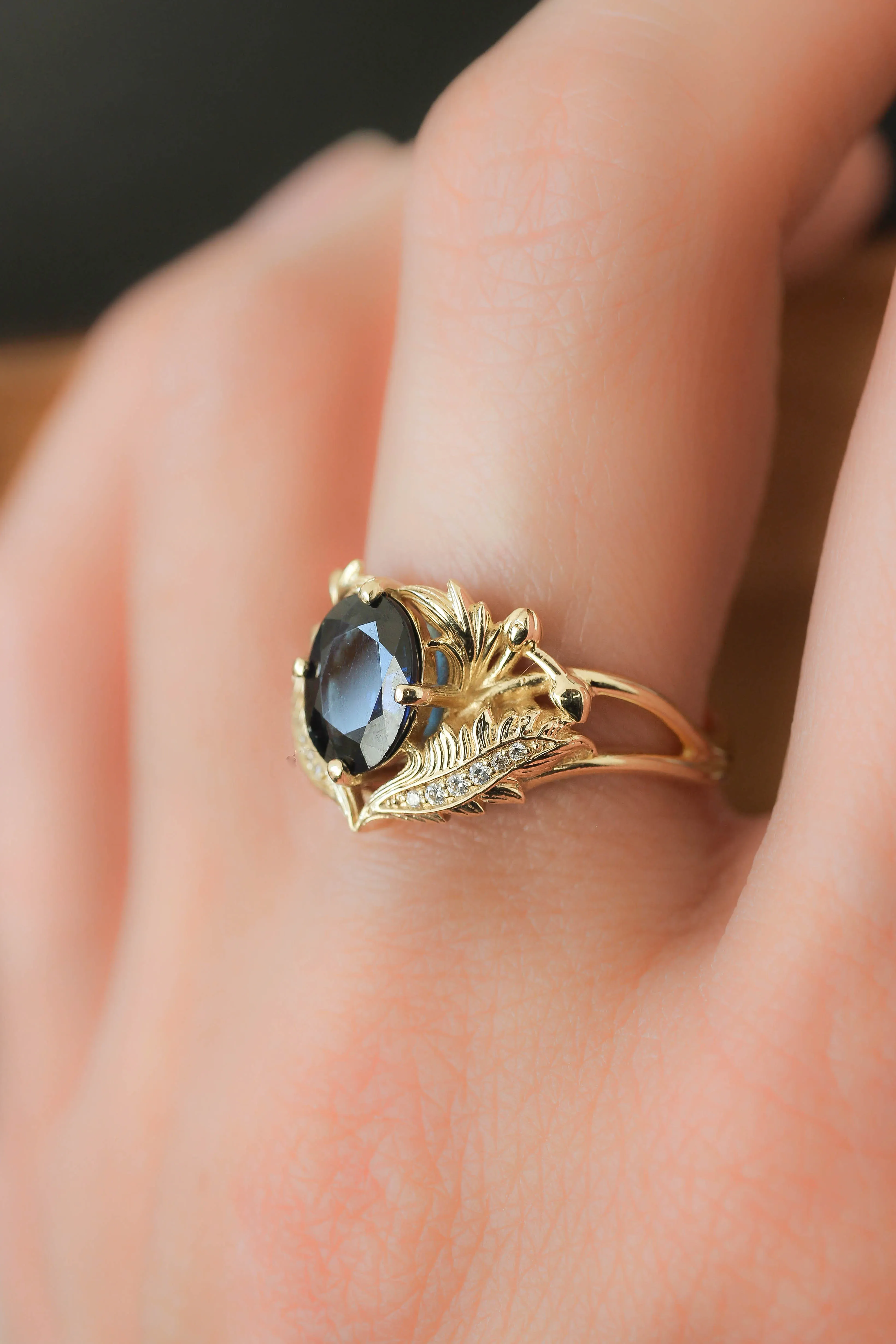 Blue sapphire and diamonds engagement ring / Adonis