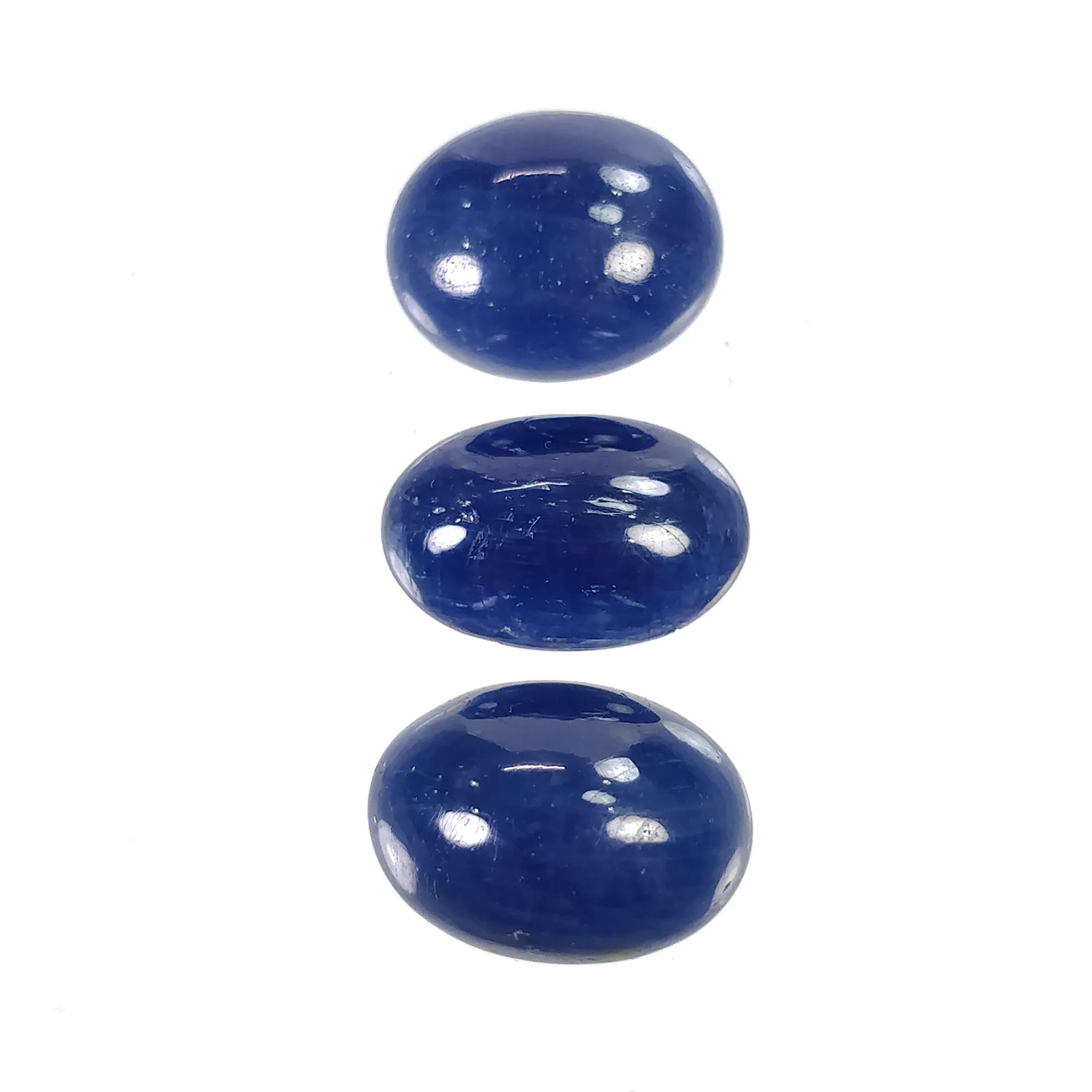 BLUE SAPPHIRE Gemstone Cabochon : 29.70cts Natural Untreated Unheated Sapphire Oval Shape 13.5*11mm - 14.5*10mm - 15*11mm 3pcs